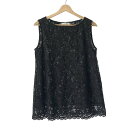 【中古】NEMIKA/NEMIKA by Leilian(ネミカ) ノースリーブカットソー クルーネック/フラワー(花)/レース 黒