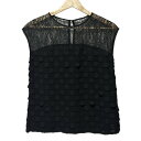 【中古】GRACE CONTINENTAL(グレースコンチネンタル) ノースリーブカットソー クルーネック/ドット柄/レース 黒