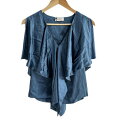【中古】LANVIN(ランバン) ノースリーブカットソー Vネック ブルー