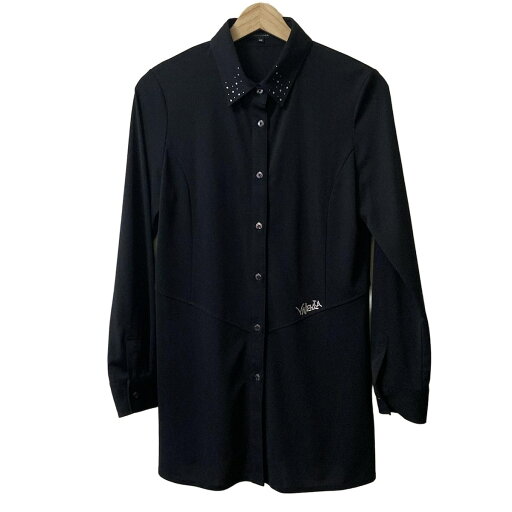 【中古】VALENZA(バレンザ) チュニック レギュラーカラー/長袖/ラインストーン/シャツ型 黒×クリア 【中古】VALENZA(バレンザ) チュニック レギュラーカラー/長袖/ラインストーン/シャツ型 黒×クリア