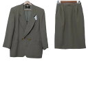 【中古】Leilian(レリアン) スカートスーツ 肩パッド/ダブル カーキ