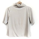 【中古】GIORGIOARMANI(ジョルジオアルマーニ) 七分袖カットソー ハイネック/ベロア/背面ジップアップ グレーベージュ