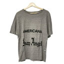 【中古】AMERICANA(アメリカーナ) 半袖Tシャツ クルーネック グレー×黒