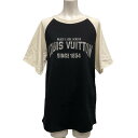 【中古】LOUIS VUITTON(ルイヴィトン) シグネチャー バーシティTシャツ 半袖Tシャツ クルーネック 黒×アイボリー×グレー コットン