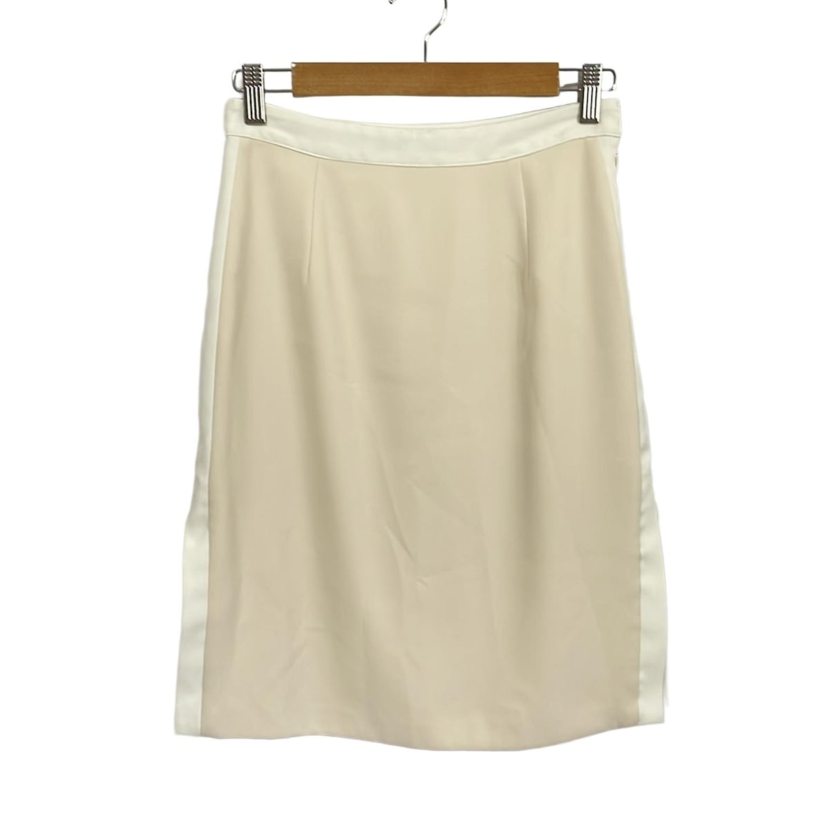 【中古】ELISABETTA FRANCHI(エリザベッタフランキ) スカート ひざ丈/サイドスリット 白×ベージュ