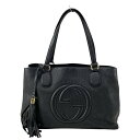 【中古】GUCCI(グッチ) ソーホー トートバッグ 黒 レザー