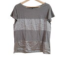 【中古】Max MaraWEEKEND(マックスマーラウィークエンド) 半袖Tシャツ クルーネック/ラインストーン/バタフライ(蝶) グレーベージュ
