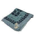 【中古】Zadig&Voltaire(ザディグエヴォルテール) ストール(ショール) スカル ブルーグレー×黒×マルチ