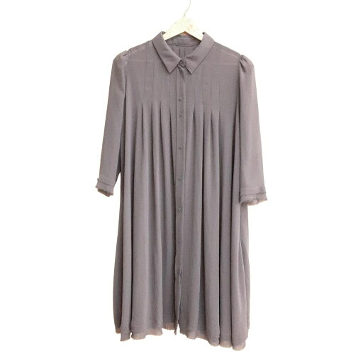 【中古】FOXEY NEW YORK(フォクシーニューヨーク) ワンピース 七分袖/ひざ丈/シャツワンピ/シースルー/カットオフ グレー 【中古】FOXEY NEW YORK(フォクシーニューヨーク) ワンピース 七分袖/ひざ丈/シャツワンピ/シースルー/カットオフ グレー