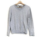 【中古】PaulSmith(ポールスミス) 長袖カットソー Vネック/ニット/PS Paul Smith ライトグレー×白×マルチ