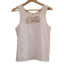 【中古】JILL STUART(ジルスチュアート) ノースリーブカットソー レース/リボン 白×ベージュ