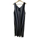 【中古】PLEATS PLEASE(プリーツプリーズ) ワンピース ノースリーブ/ロング/ストライプ/プリーツ ネイビー×黒×グレー(4)