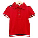 【中古】LEONARD SPORT(レオナールスポーツ) 半袖ポロシャツ フリル レッド×ダークネイビー×白