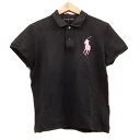 【中古】RalphLauren(ラルフローレン) ビッグポニー 半袖ポロシャツ 黒×ピンク