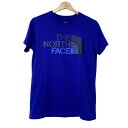 【中古】THE NORTH FACE(ノースフェイス) 半袖Tシャツ クルーネック ブルー×ダークグレー