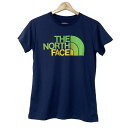 【中古】THE NORTH FACE(ノースフェイス) 半袖Tシャツ クルーネック ダークネイビー×イエローグリーン×イエロー