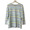 【中古】Leilian(レリアン) 長袖カットソー クルーネック/ラメ イエロー×ライトパープル×マルチ