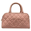 【中古】CHANEL(シャネル) ハンドバッグ ミニボストン/ゴールド金具 ピンク