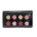 【中古】CHANEL(シャネル) カメリアメイクパレット 長財布 型押し加工/シルバー金具 黒×ピンク×マルチ レザー
