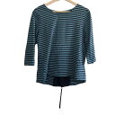 【中古】Leilian(レリアン) 長袖カットソー ボーダー/ジップアップ ライトブルー×ネイビー