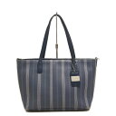 【中古】COACH(コーチ) レガシー ウィークエンド ストライプ クロスボディ ジップ トート トートバッグ ストライプ ブルー×白×マルチ レザー