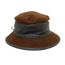 【中古】HERMES(エルメス) ハット レースアップ ブラウン×黒 ウール、カシミヤ、レザー