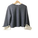 【中古】ADORE(アドーア) 長袖カットソー クルーネック グレー×アイボリー