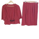 【中古】Leilian(レリアン) スカートセットアップ リボン/ドット柄 レッド×黒