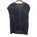 【中古】theory luxe(セオリーリュクス) 半袖カットソー Vネック/シルク ブルー×白