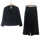 【中古】PLS+T(PLST)(プラステ) レディースパンツスーツ 肩パッド ダークグレー