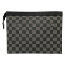 【中古】LOUIS VUITTON(ルイヴィトン) ポシェットヴォワヤージュMM クラッチバッグ ダミエグラフィット