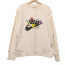 【中古】NIKE(ナイキ) トレーナー 長袖/花柄 アイボリー×黒×マルチ