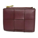 【中古】BOTTEGA VENETA(ボッテガヴェネタ) スモール カセット 2つ折り財布 ボルドー レザー