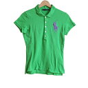 【中古】RalphLauren(ラルフローレン) ビッグポニー 半袖ポロシャツ ビーズ グリーン×パープル