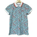 【中古】JackBunny!!(ジャックバニー) 半袖ポロシャツ ブルーグリーン×レッド×マルチ