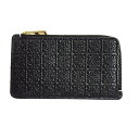 【中古】LOEWE(ロエベ) リピート コインカードホルダー コインケース L字ファスナー/カード入れ付き 黒 シルク