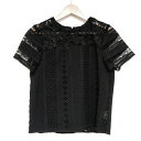 【中古】GRACE CONTINENTAL(グレースコンチネンタル) 半袖カットソー クルーネック/レース 黒