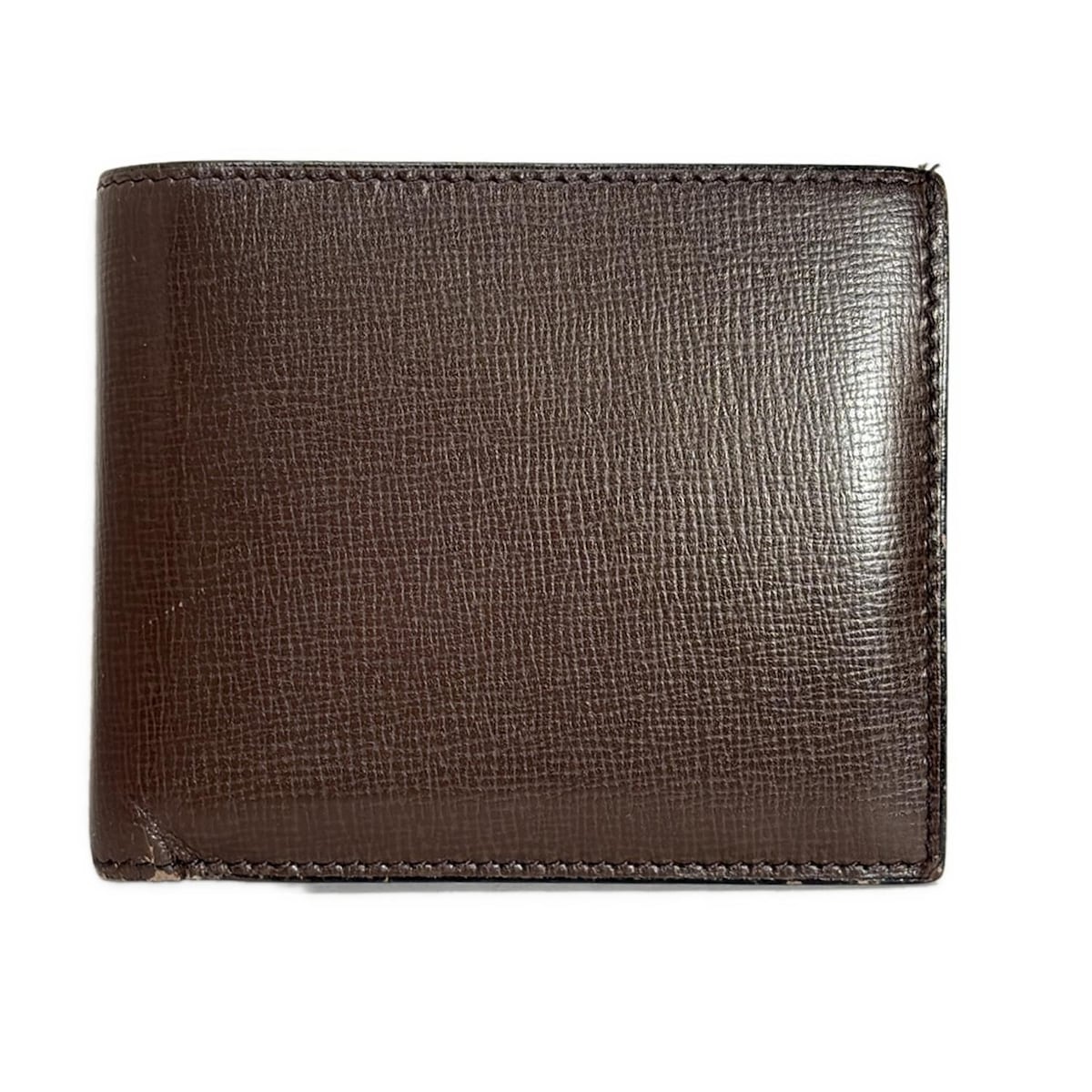 【中古】Valextra(ヴァレクストラ) 2つ折り財布 ダークブラウン レザー