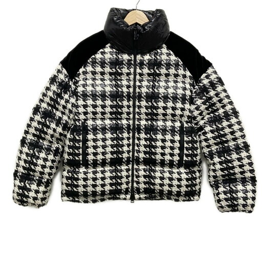 【新着】【中古】MONCLER(モンクレール) ERINE(エリーヌ) ダウンジャケット 長袖/千鳥格子柄/ベロア切替/冬 黒×白 【新着】【中古】MONCLER(モンクレール) ERINE(エリーヌ) ダウンジャケット 長袖/千鳥格子柄/ベロア切替/冬 黒×白