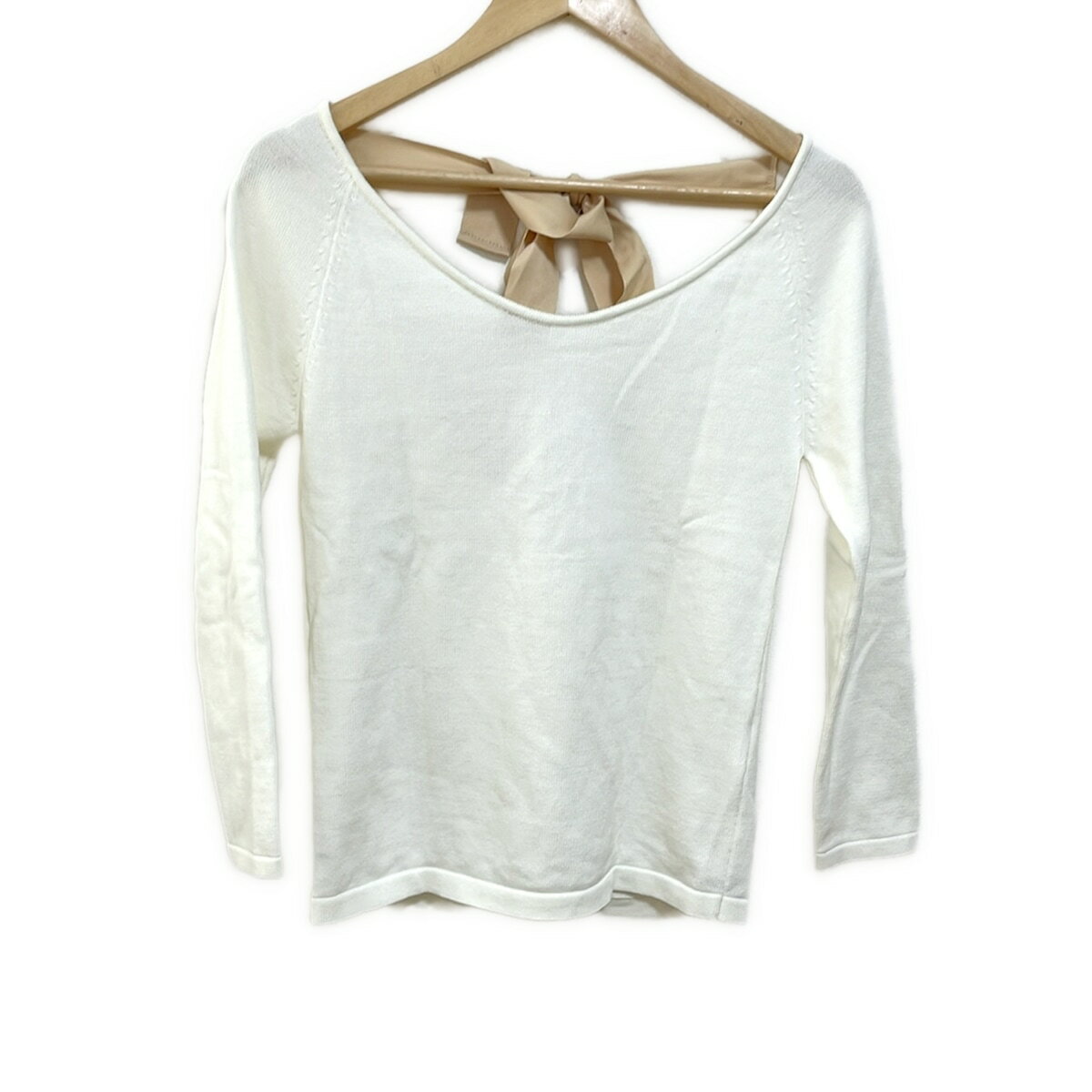 【新着】【中古】JANE SMITH(ジェーンスミス) 長袖セーター リボン アイボリー×ベージュ