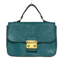 【中古】miumiu(ミュウミュウ) ハンドバッグ ブルーグリーン×ゴールド レザー