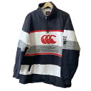【中古】CANTERBURY OF NEW ZEALAND(カンタベリーオブニュージーランド) トレーナー 長袖/ボーダー/ハーフジップ 黒×白×マルチ