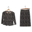 【中古】Leilian(レリアン) スカートセットアップ 黒×白