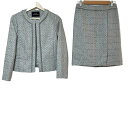 【中古】United Arrows GREEN LABEL RELAXING(ユナイテッドアローズ グリーンレーベル) スカートスーツ ツイード グリーン