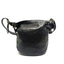 【中古】COACH(コーチ) ブリーカーレザーダッフル ショルダーバッグ ストラップ着脱可 黒 レザー