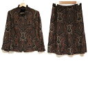 【中古】Leilian(レリアン) スカートセットアップ ペイズリー柄/肩パッド ブラウン×黒×マルチ