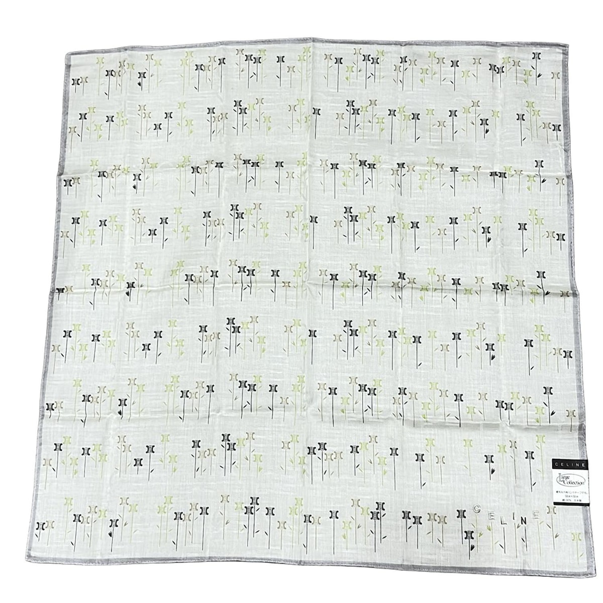 【中古】CELINE(セリーヌ) ハンカチ アイボリー×グレー×マルチ