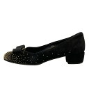 【中古】FERRAGAMO/SalvatoreFerragamo(サルバトーレフェラガモ) パンプス ヴァラ/スタッズ/アウトソール張替済 黒×ゴールド