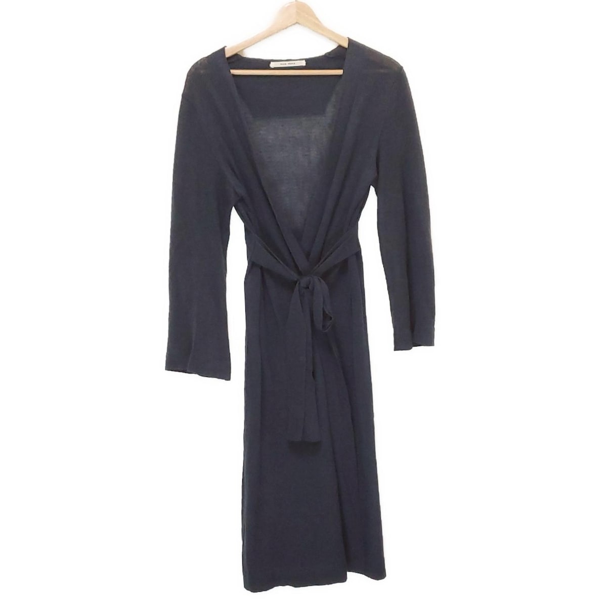 【中古】PLAIN PEOPLE(プレインピープル) カーディガン 長袖/麻/ロング丈 ダークグレー