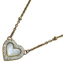 【中古】FolliFollie(フォリフォリ) ネックレス ハート/SWAROVSKIコラボ ピンクゴールド×白×クリア
